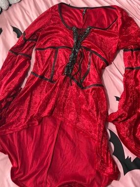 Lip Service Red Velvet Lace-Up Tunic Top